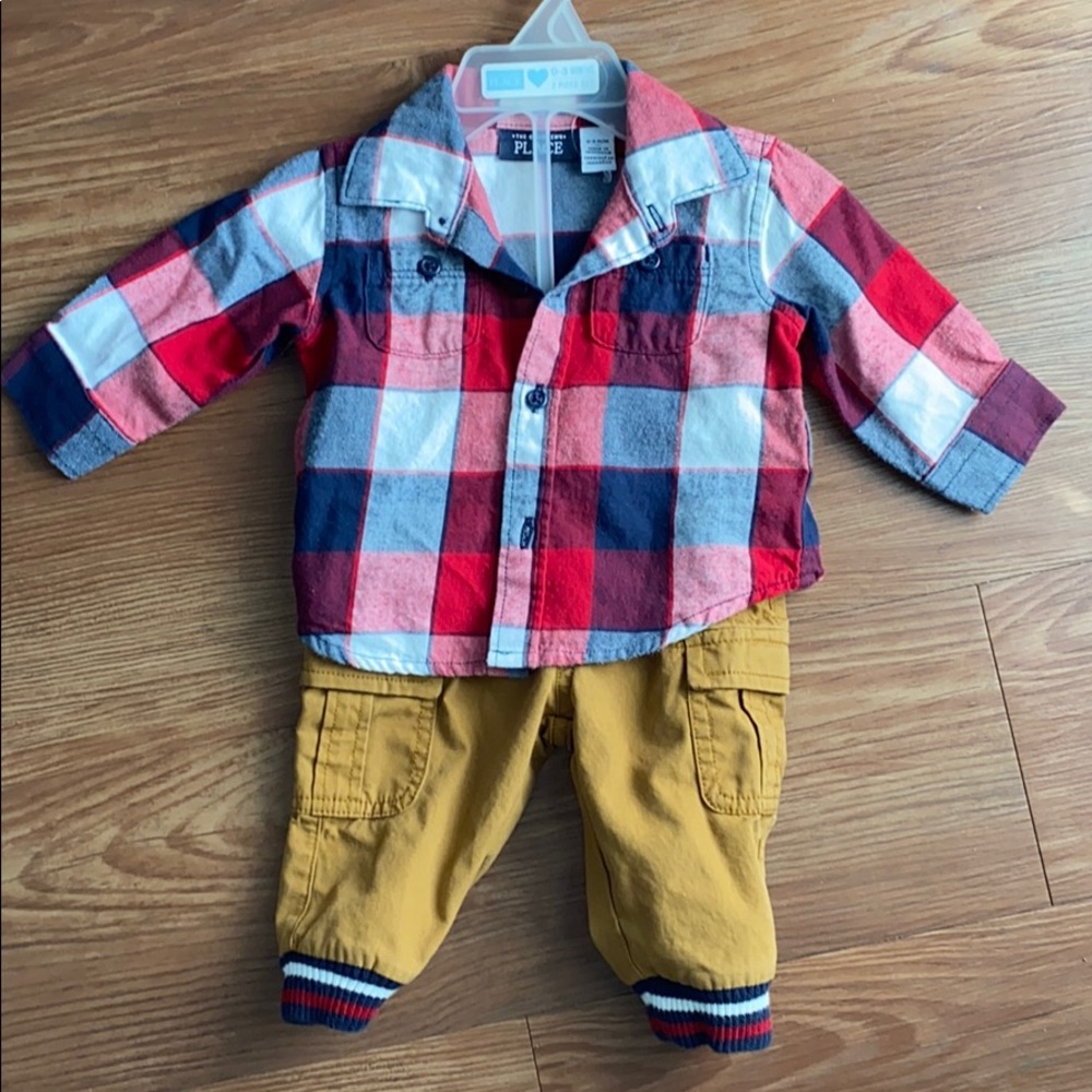 Long Sleeve Plaid Shirt Set